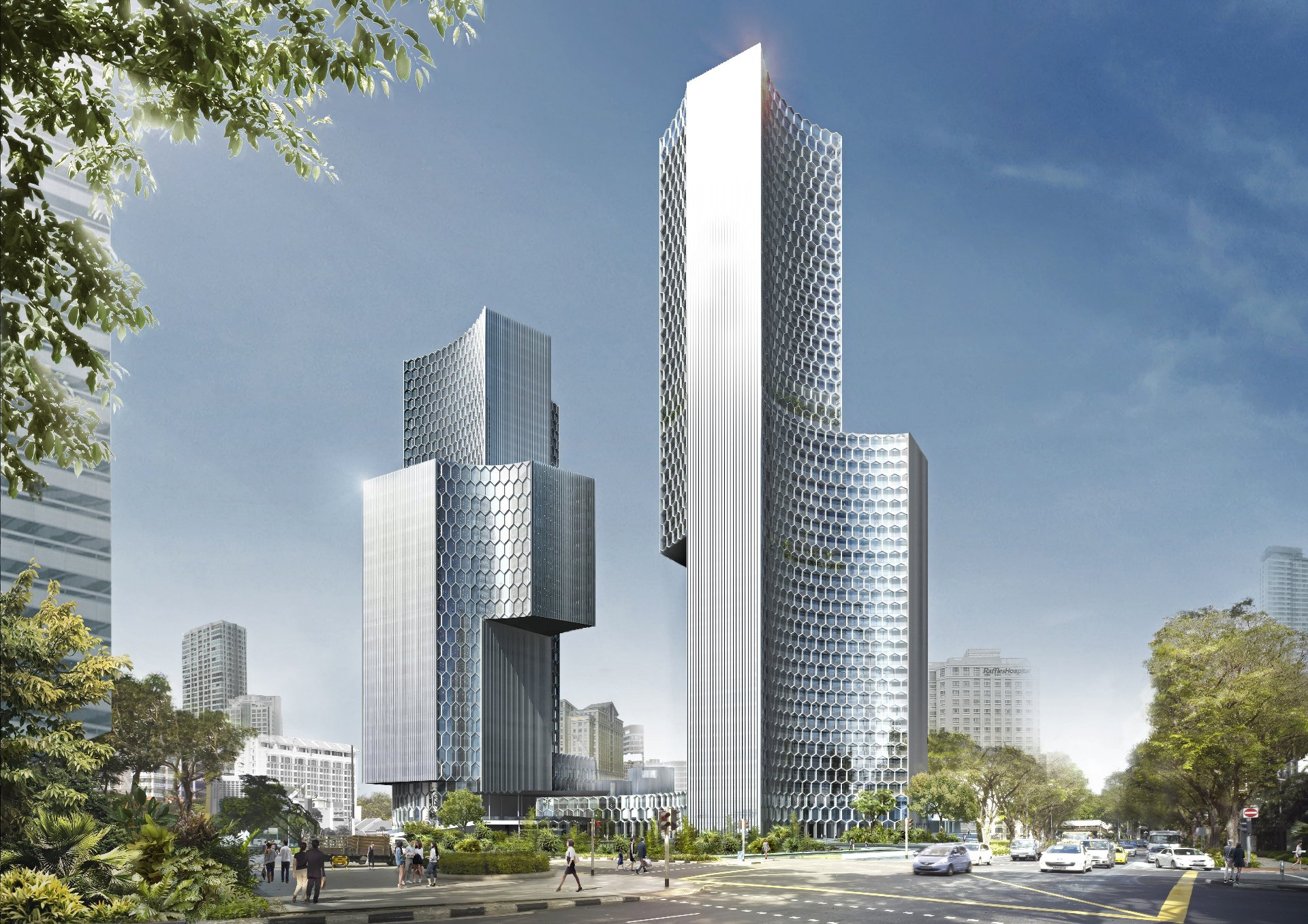 Modern commercial building with curtain wall facade
